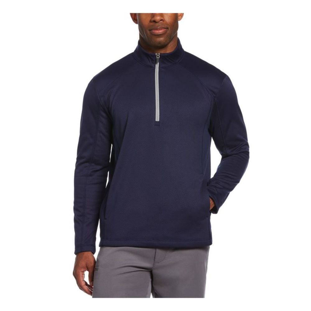 HYBRID APPAREL Mens Blue Mock Neck Quarter-Zip Pullover Sweater S